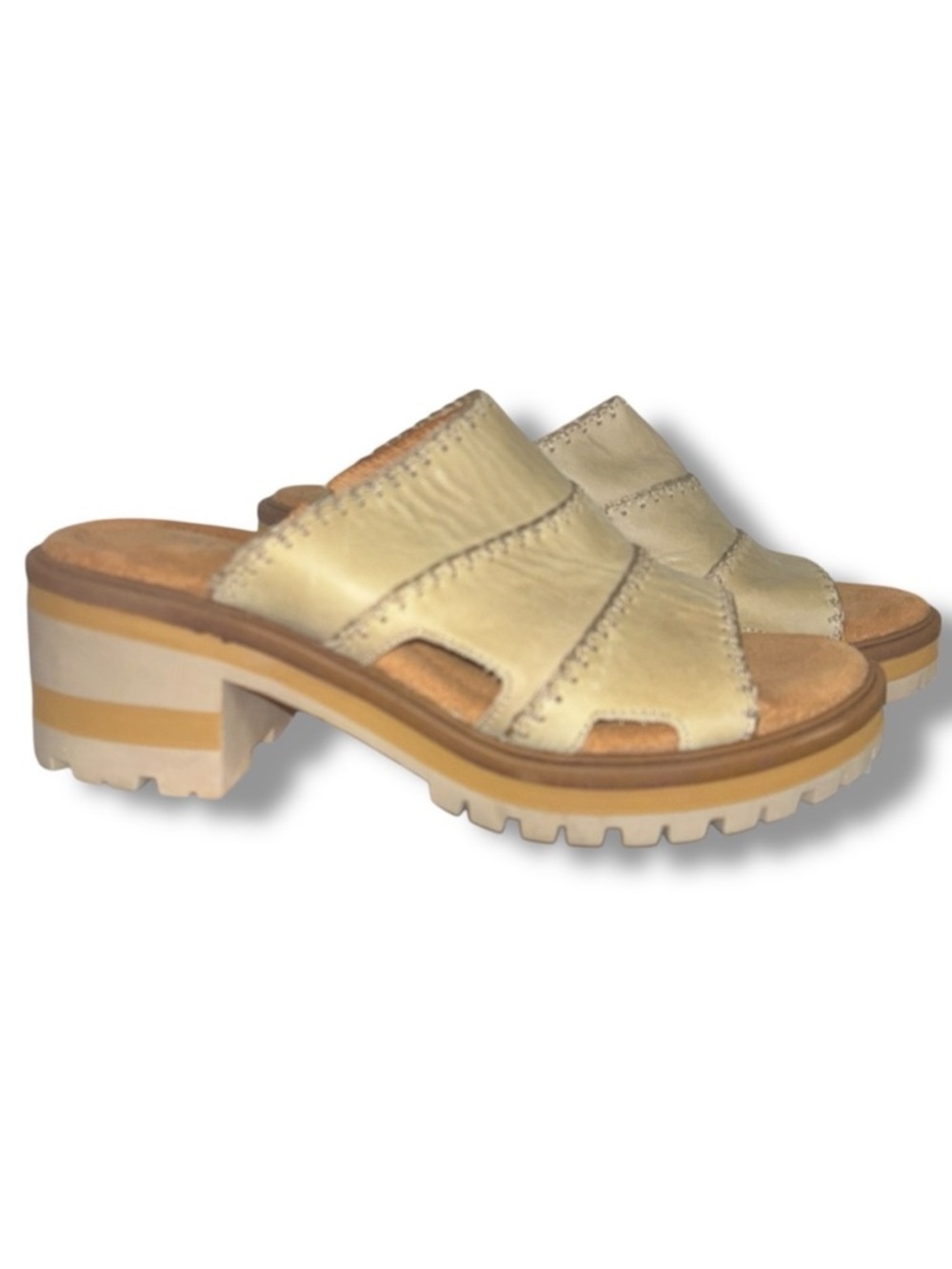 Salvia Silver Mink Full Grain Cowhide Leather Platform Mule Sandal EU 37